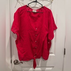 Universal Thread Red Button Front Tie Waist Blouse.